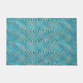 Funky Aqua Turquoise Blue Curved Lines Art Pattern Deurmat (Voorkant)