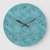 Funky Aqua Turquoise Blue Curved Lines Art Pattern Grote Klok (Voorkant)