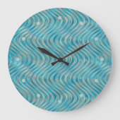 Funky Aqua Turquoise Blue Curved Lines Art Pattern Grote Klok (Voorkant)