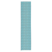 Funky Aqua Turquoise Blue Curved Lines Art Pattern Korte Tafelloper (Voorkant)