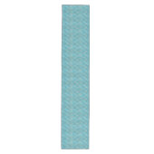 Funky Aqua Turquoise Blue Curved Lines Art Pattern Medium Tafelloper (Voorkant)