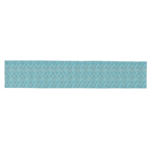 Funky Aqua Turquoise Blue Curved Lines Art Pattern Medium Tafelloper (Horizontaal)