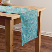 Funky Aqua Turquoise Blue Curved Lines Art Pattern Medium Tafelloper (Voorbeeld)