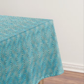 Funky Aqua Turquoise Blue Curved Lines Art Pattern Tafelkleed (Voorbeeld)
