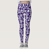 Funky Art Abstrait Bleu Blanc Leggings (Devant)