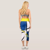 Funky Art Abstrait Jaune Leggings Bleus (Verso)
