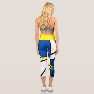 Funky Art Abstrait Jaune Leggings Bleus