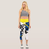 Funky Art Abstrait Jaune Leggings Bleus (Recto)