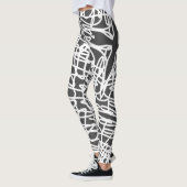 Funky Art Abstrait Leggings gris blanc (Gauche)