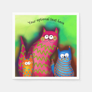 Funky Artsy Colorful Cat Lover Paper Bord Servet