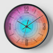 Funky Arty Cerise Rose Aqua Conçu horloge murale (Recto)