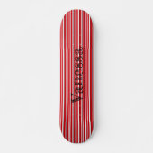 Funky Asymmetric Modern Vibrant Red Stripes Name Skateboard (Voorkant)