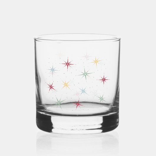 Funky Atomic Age Starburst Mid Century Modern Whisky Glas (Voorkant)