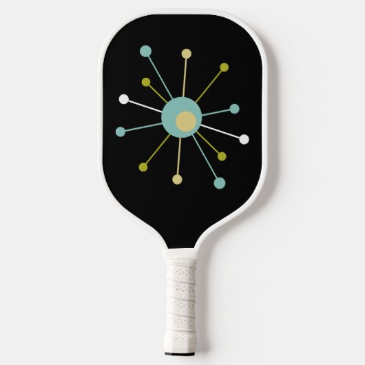Funky Atomic Starburst in Black Mid Century Retro Pickleball Paddle (Achterkant)