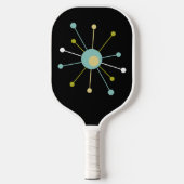 Funky Atomic Starburst in Black Mid Century Retro Pickleball Paddle (Voorkant)