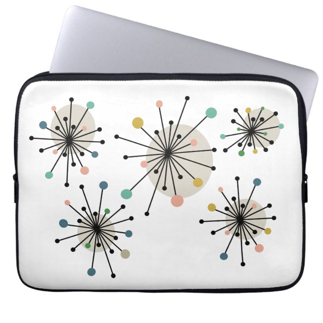 Funky Atomic Starburst midden midden eeuw modern Laptop Sleeve (Voorkant)