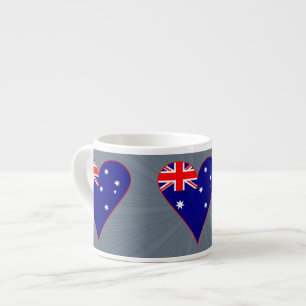 Funky Australië Hart Vlag Rood Rand Grijze Achterg Espresso Kop