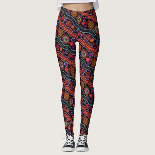 Funky Australisch Stippenpatroon Leggings (Voorkant)