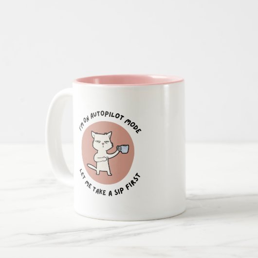 Funky Autopilot Mode Café Mug - Conception de chat (Devant gauche)