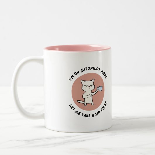 Funky Autopilot Mode Café Mug - Conception de chat (Gauche)