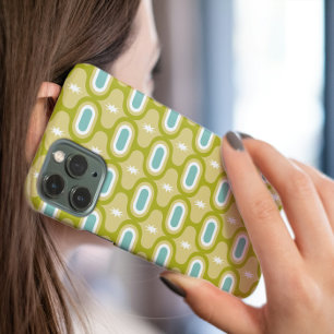 Funky Avocado Green Aqua White Wavy Lines MCM