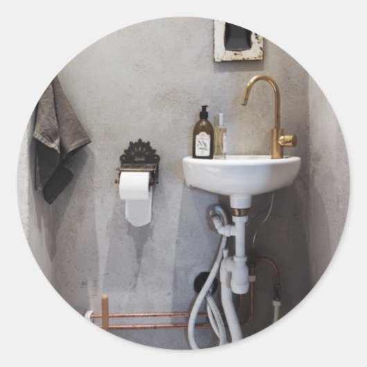 Funky Bathroom Ronde Sticker (Voorkant)