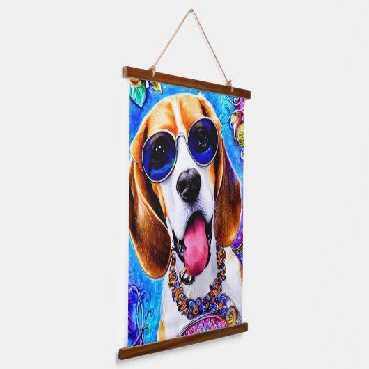 Funky Beagle Dog Hangend Wandkleed (Gebogen)