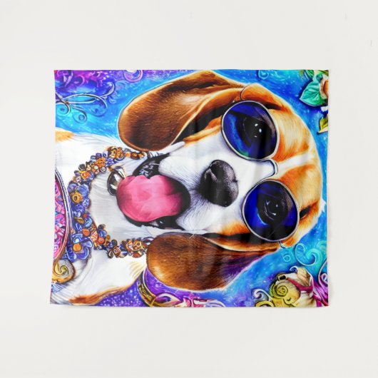 Funky Beagle Dog Wandkleed (Voorkant (horizontaal))