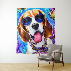 Funky Beagle Dog Wandkleed