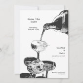 Funky Bewaar de datum Retro Champagne Tower Y2K Kaart (Voorkant)