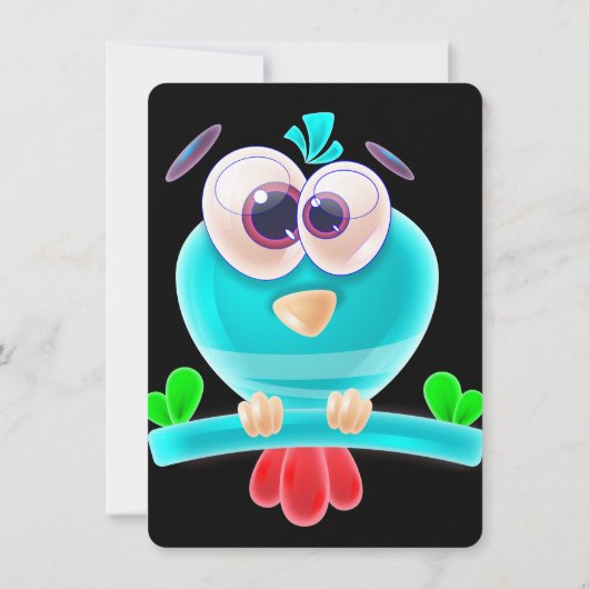 Funky Birdie Party Invite Card Kaart (Achterkant)