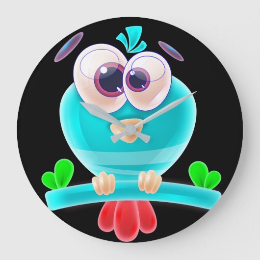 Funky Birdie Time Clock Grote Klok (Voorkant)