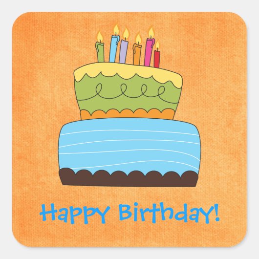 Funky Birthday Cake Happy Wwant Sticker (Voorkant)