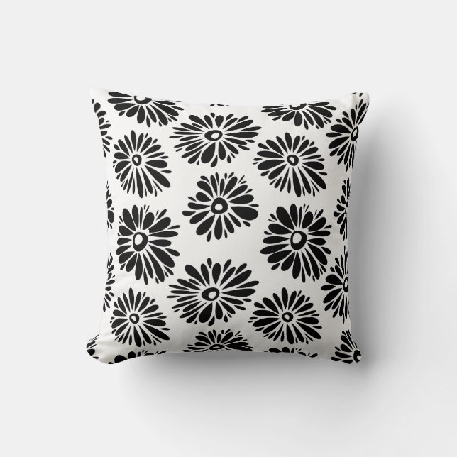 Funky Black and Floral white Kussen (Voorkant)