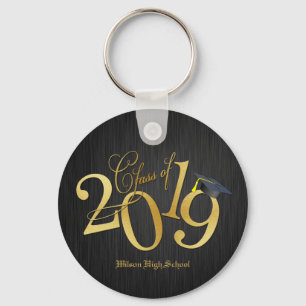 Funky Black and Gold Class of 2019 Afstuderen Sleutelhanger