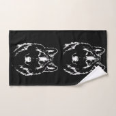 Funky Black and White Wolf Face Head Sketch Bad Handdoek (Handdoek)