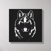 Funky Black and White Wolf Face Head Sketch Canvas Afdruk (Voorkant)