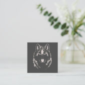 Funky Black and White Wolf Face Head Sketch Informatiekaartje (Staand voorkant)
