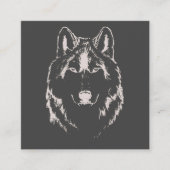 Funky Black and White Wolf Face Head Sketch Informatiekaartje (Voorkant)