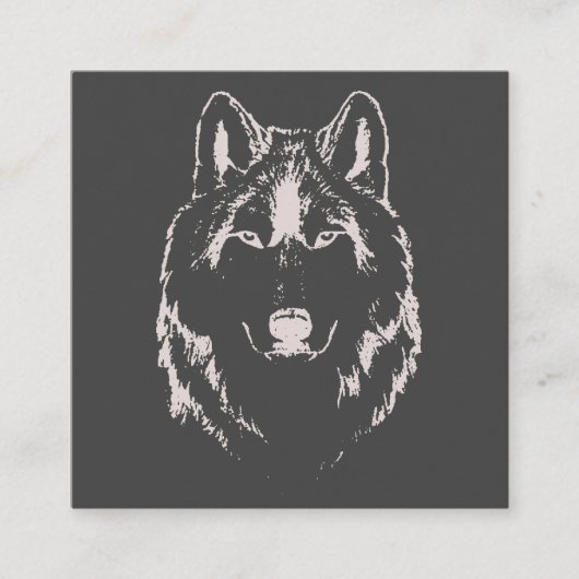 Funky Black and White Wolf Face Head Sketch Informatiekaartje (Voorkant)