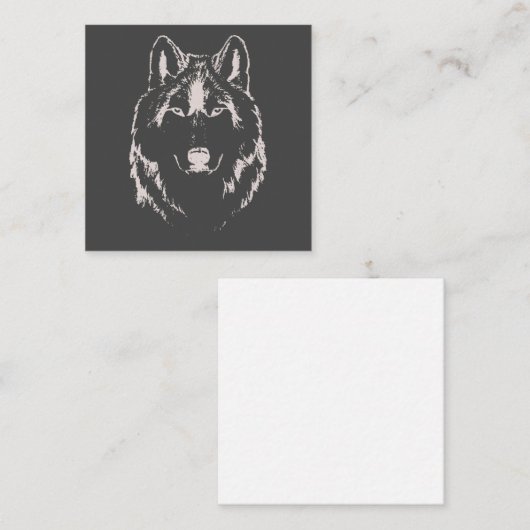 Funky Black and White Wolf Face Head Sketch Informatiekaartje (Voorkant / Achterkant)