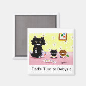 Funky Black Cat Tabby Art Magnet Créationarts (Recto/Verso)