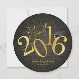 Funky Black & Gold Class of 2016 Afstuderen Kaart