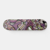 Funky Black Grey Green Paars Violet Wave Art Skateboard (Horizontaal)