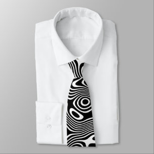 Funky Black/White quirky Winding Graphic Stripes Stropdas