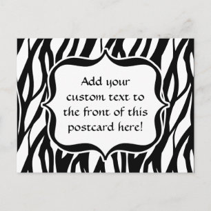 Funky Black/White Zebra Monogram Briefkaart