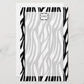 Funky Black/White Zebra Monogram Briefpapier (Voorkant / Achterkant)