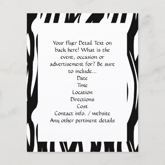 Funky Black/White Zebra Monogram Flyer (Achterkant)