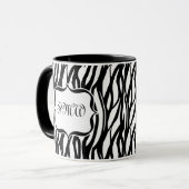 Funky Black/White Zebra Monogram Mok (Voorkant links)