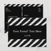 Funky Black White Zebra Stripes Aankondigingskaart (Voorkant / Achterkant)